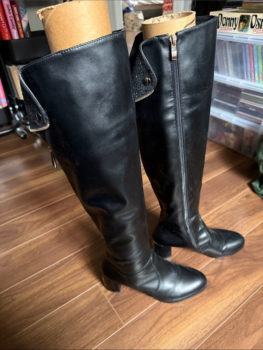 Black Women's Tall Zip Riding Boots